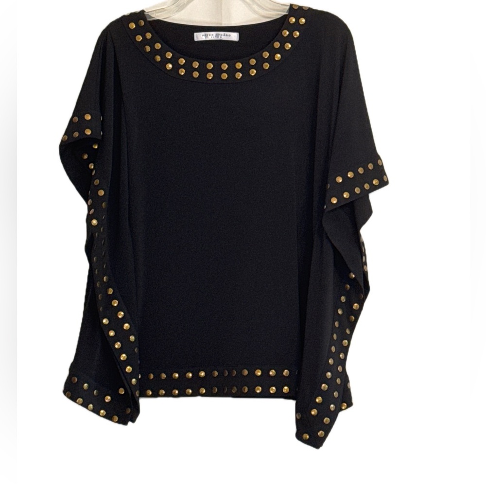 Peter Nygard Petite (Size Missing) Black Studded Blouse